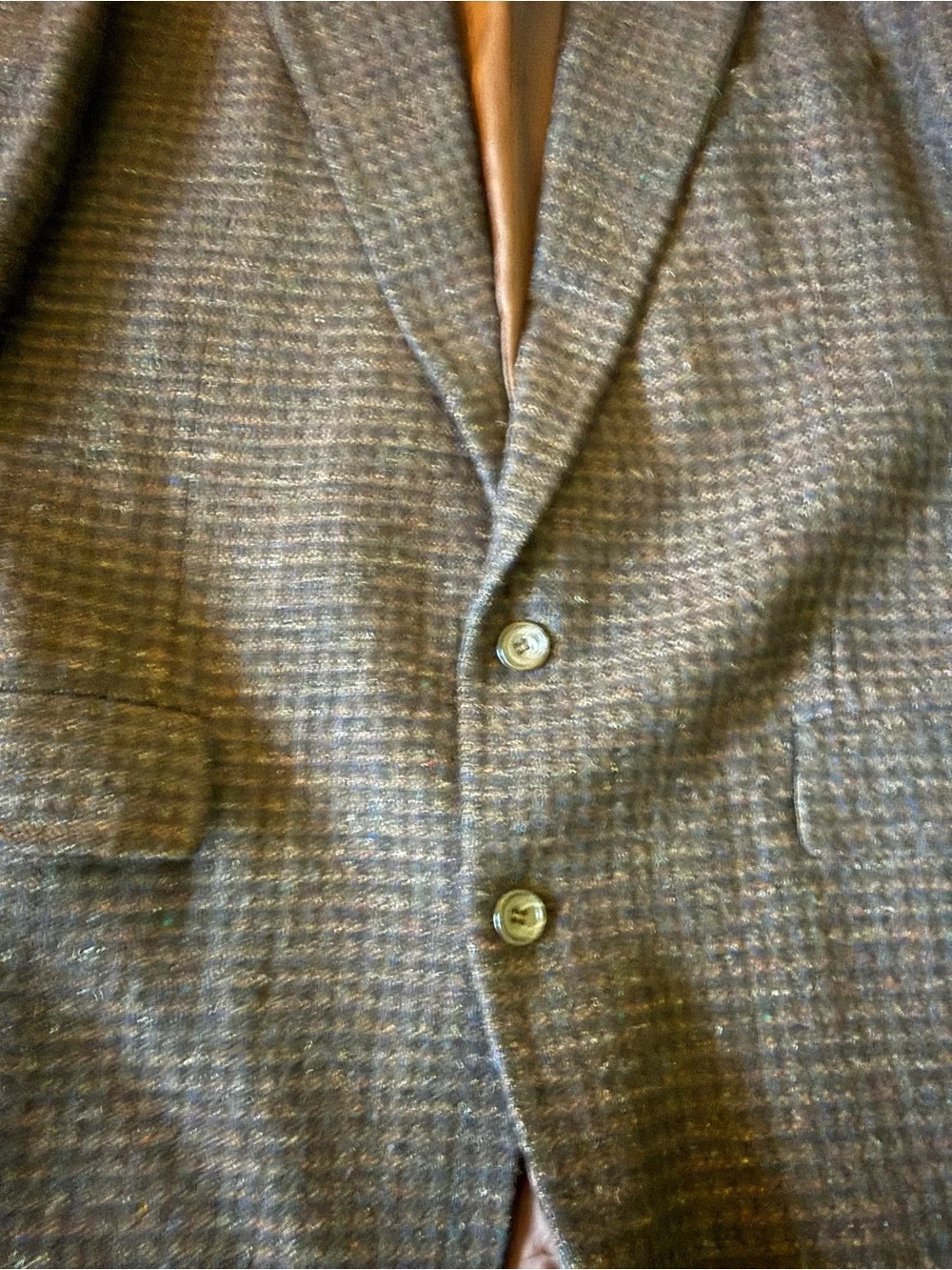 Vintage Guy Laroche Fleck Brown Black Fleck Tweed Sport Coat Jacket Blazer 40L